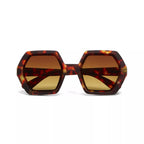 Okkia Emma Big Hexagonal Unisex Güneş Gözlüğü Klasik Havana