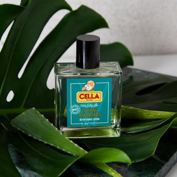 Bonherre mağazasından Cella Milano Aloe Vera Özlü Organik Tıraş Sonrası Losyon, tahriş karşıtı ve nemlendirici lüks erkek bakım ürünü.