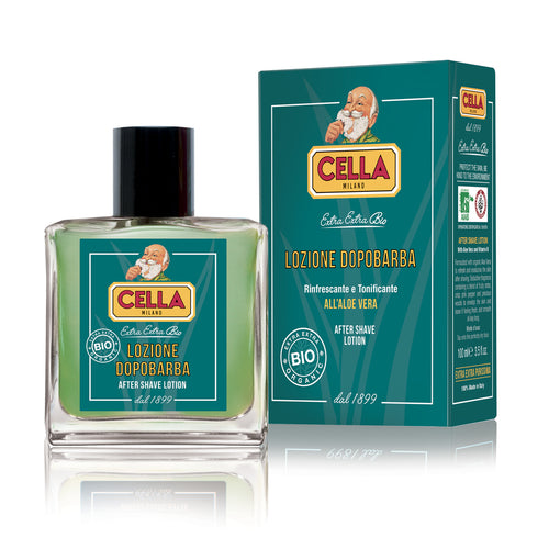 Bonherre mağazasından Cella Milano Aloe Vera Özlü Organik Tıraş Sonrası Losyon, tahriş karşıtı ve nemlendirici lüks erkek bakım ürünü.
