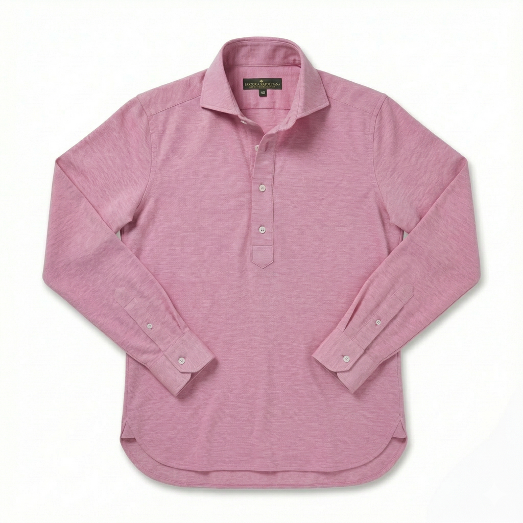 Cenova Pike Pamuk Polo Kesim Gömlek - Pembe