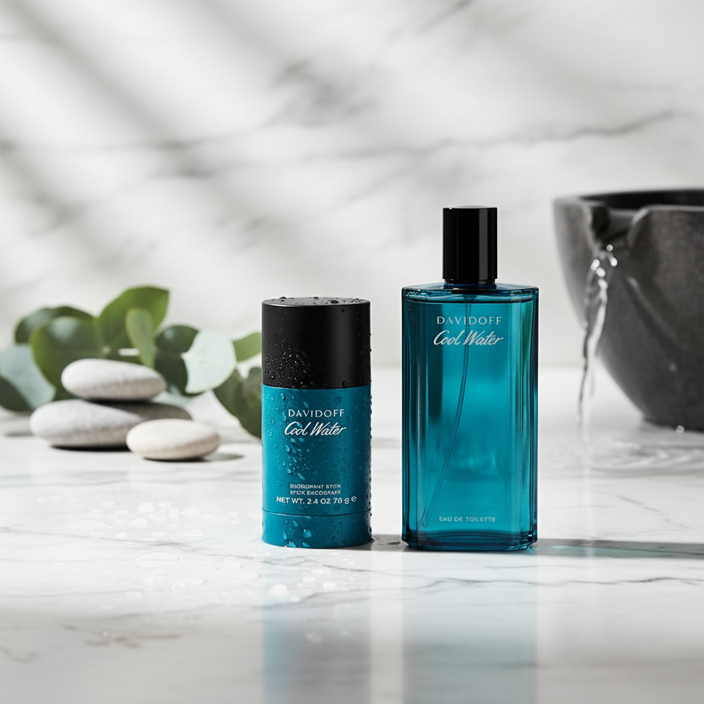 Bonherre mağazasından Davidoff Cool Water, ikonik sucul erkek parfümü ve deodorant seti.