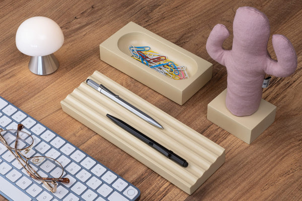 Kayigo Woody Krem Üçlü Ofis  Seti - Pembe Cactus