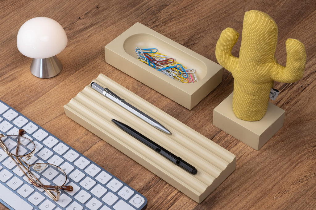 Kayigo Woody Krem Üçlü Ofis  Seti - Sarı Cactus