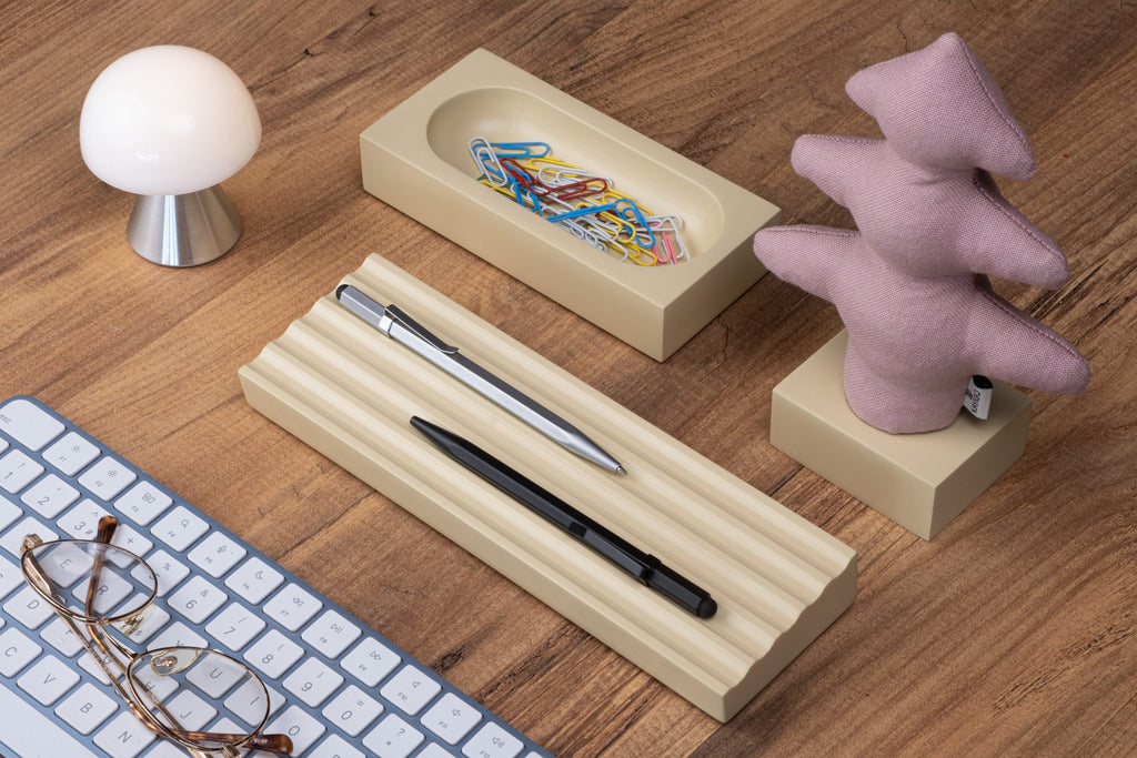 Kayigo Woody Krem Üçlü Ofis  Seti - Pembe Çam