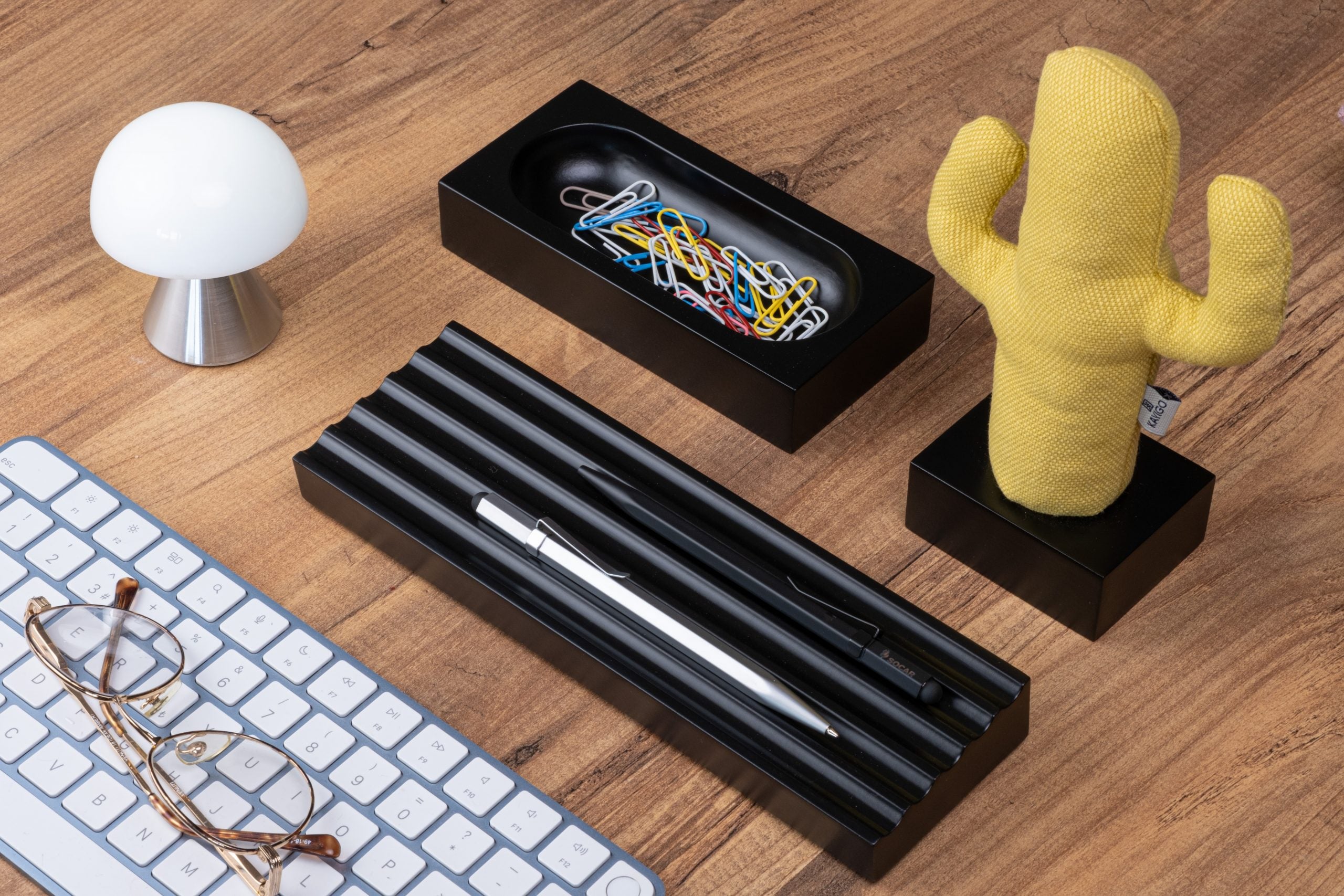 Kayigo Woody Siyah Üçlü Ofis Seti - Sarı Cactus