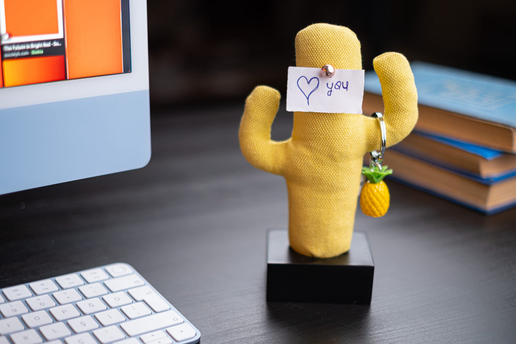 Kayigo Woody Siyah Üçlü Ofis Seti - Sarı Cactus