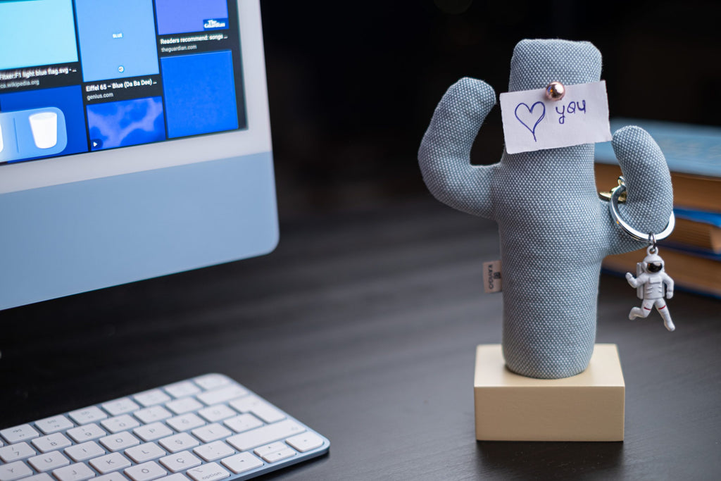 Kayigo Woody Krem Üçlü Ofis  Seti - Mavi Cactus