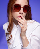 Okkia Emma Big Hexagonal Güneş Gözlüğü Havana Pembesi