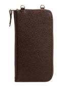 El yapımı kahverengi deri pasaport ve telefon çantası – floater dana derisi, çok gözlü tasarım