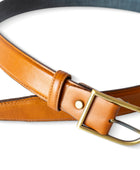 El yapımı hakiki deri erkek kemer – düz taba, 3.5 cm, pirinç tokalı