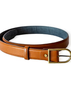 El yapımı hakiki deri erkek kemer – düz taba, 3.5 cm, pirinç tokalı