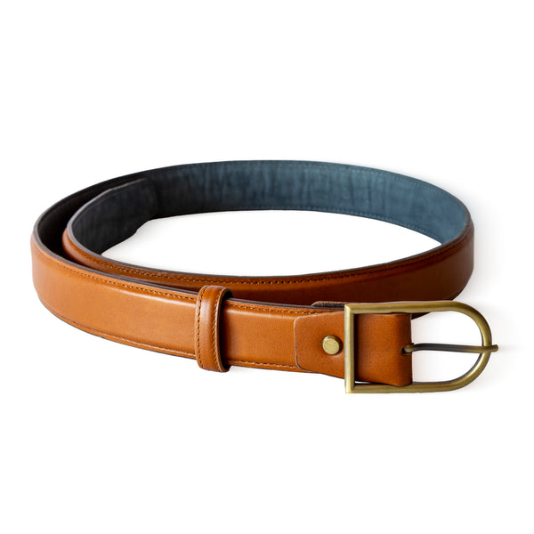 El yapımı hakiki deri erkek kemer – düz taba, 3.5 cm, pirinç tokalı