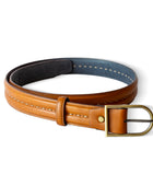 El yapımı hakiki taba deri erkek kemer – 3.5 cm, el dikişli, pirinç tokalı