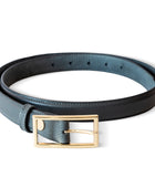 El yapımı hakiki gri floater deri kemer – 2.5 cm unisex dana derisi, altın tokalı