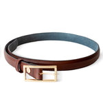 El yapımı hakiki kahverengi deri kemer – 2.5 cm dana derisi, altın tokalı