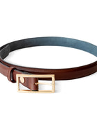 El yapımı hakiki kahverengi deri kemer – 2.5 cm dana derisi, altın tokalı