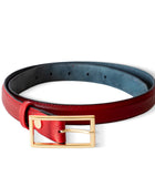 El yapımı hakiki kırmızı deri kemer – 2.5 cm floater dana derisi, altın tokalı