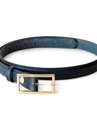 El yapımı hakiki lacivert deri kemer – 2.5 cm unisex dana derisi, altın tokalı