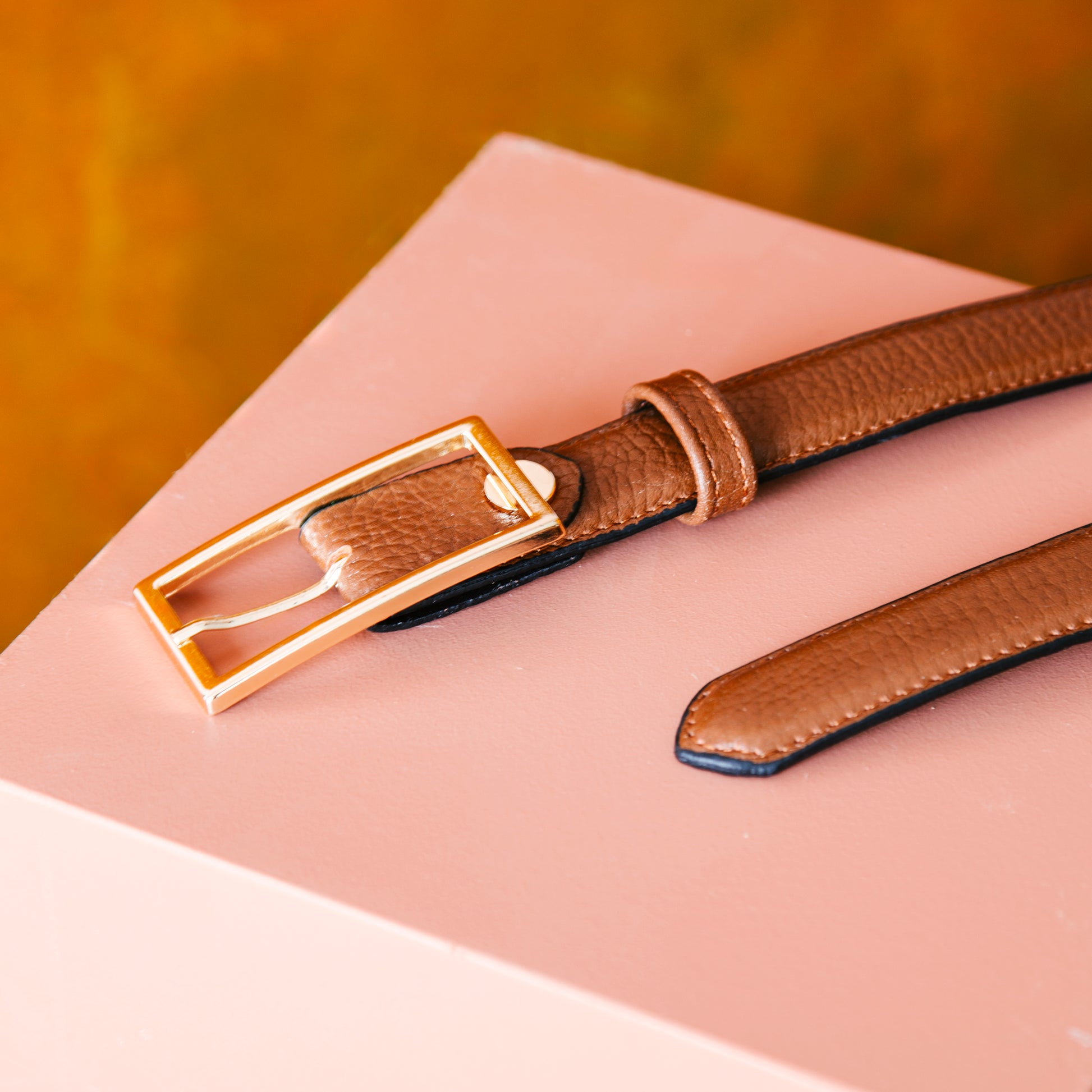 El yapımı hakiki taba floater deri kemer – 2.5 cm unisex dana derisi, altın tokalı