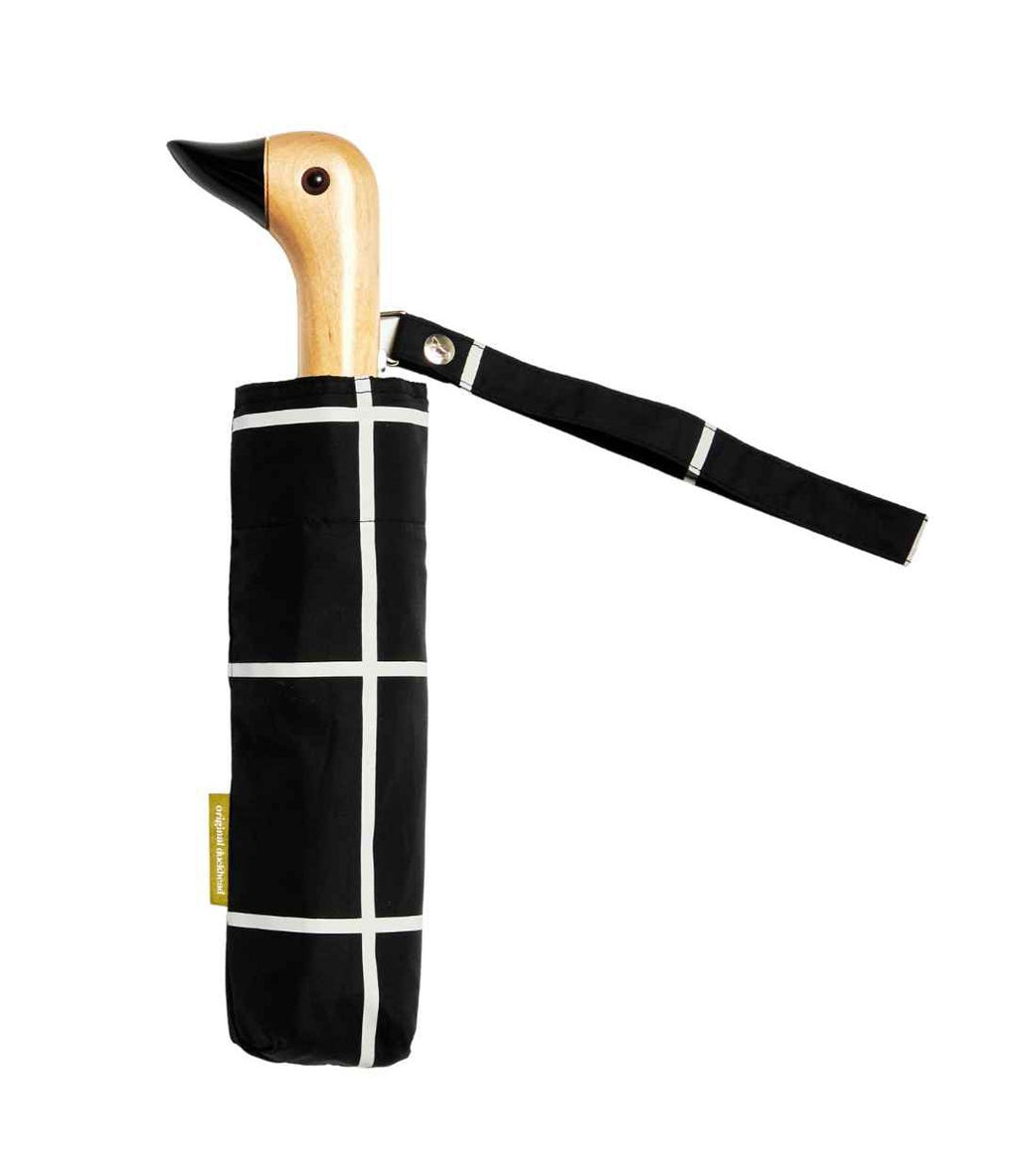 Bonherre mağazasından Original Duckhead Black Grid, kareli desenli lüks ördek başlı otomatik şemsiye.