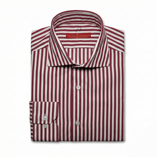 Riviera Di Perla Gömlek - Bordo ve Beyaz