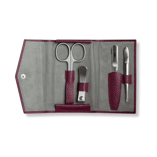 4 Parçalı Manikür Seti - Şarap Kırmızısı Kılıf - Bonherre