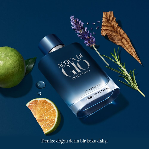 Bonherre mağazasından Giorgio Armani Acqua Di Giò Profondo EDP 100 ml Refillable, doldurulabilir lacivert şişeli yoğun deniz notalı erkek parfümü.