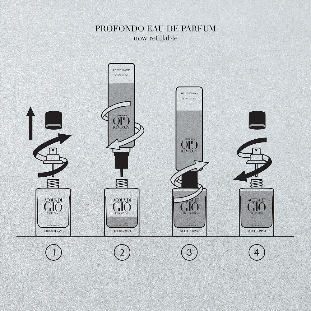Bonherre mağazasından Giorgio Armani Acqua Di Giò Profondo EDP 200 ml Refillable, doldurulabilir lacivert şişeli yoğun deniz notalı erkek parfümü.