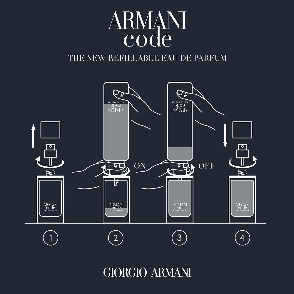 Bonherre mağazasından Giorgio Armani Code EDP 75 ml Refillable, doldurulabilir yeni nesil şişeli, yoğun ve odunsu premium erkek parfümü.