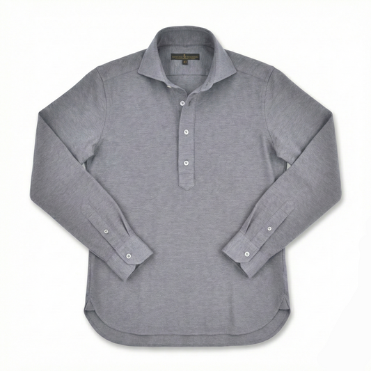 Cenova Pike Pamuk Polo Kesim Gömlek - Gri