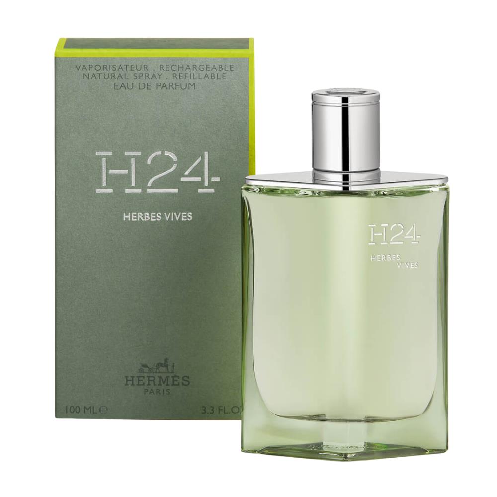 Bonherre mağazasından Hermès H24 Herbes Vives EDP, taze bitkisel ve yeşil notalı lüks erkek parfümü (100 ml).