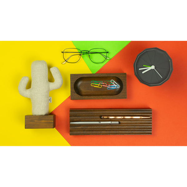 Kayigo Woody Koyu Kahverengi Ahşap Üçlü Ofis Seti - Bej Kaktüs