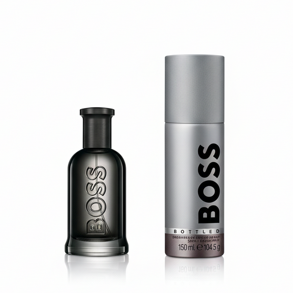 Bonherre mağazasından Boss Bottled Parfum Set, mandalina, incir ağacı ve deri notalı lüks erkek parfüm seti.