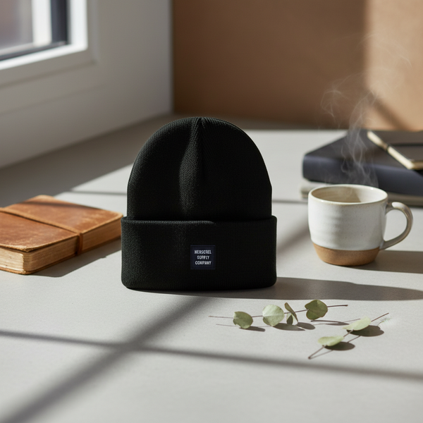 Bonherre mağazasından Herschel Abbott Ribana Bere Siyah, klasik lüks erkek bere.