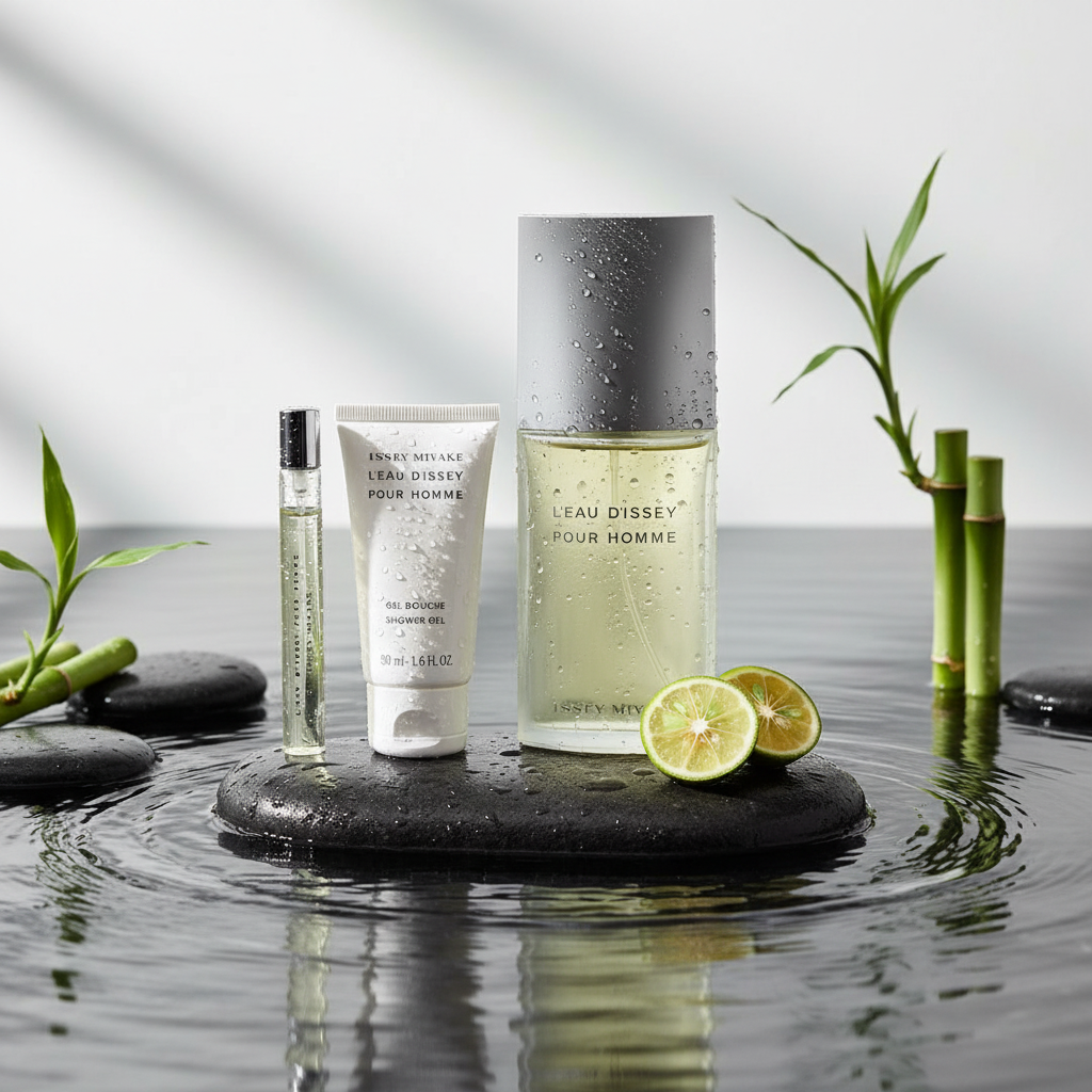 Bonherre mağazasından L'eau d'Issey Pour Homme Set, yuzu, mavi lotus ve vetiver notalı lüks erkek parfüm seti.