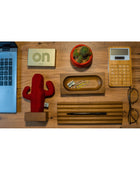 Kayigo Woody Üçlü Ofis Seti Açık Kahverengi - Kırmızı Kaktüs