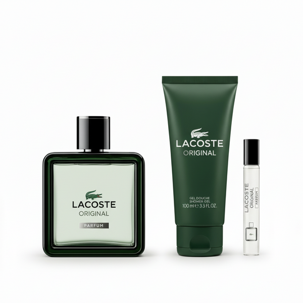 Bonherre mağazasından Lacoste Original Parfum Set, kakule, tütsü ve paçuli notalı lüks erkek parfüm seti.