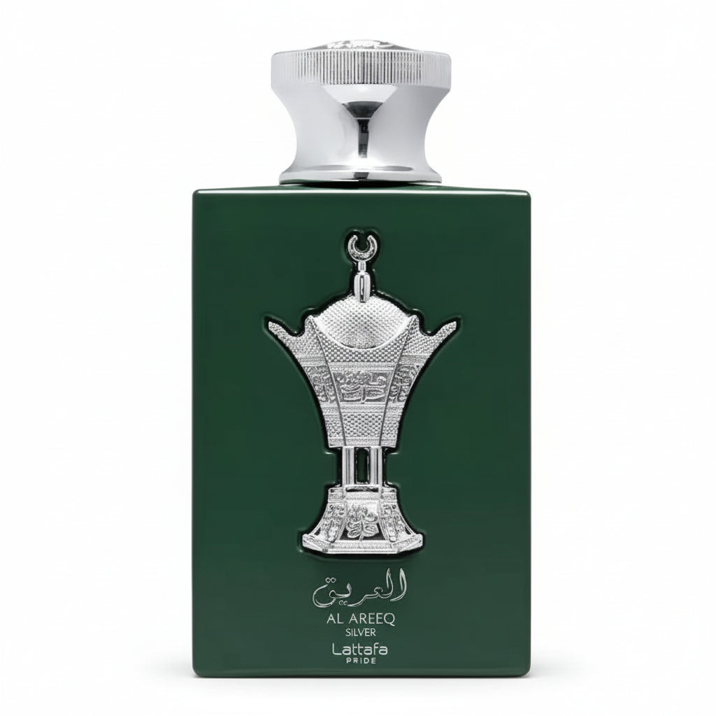 Bonherre mağazasından Lattafa Al Areeq Silver EDP, tütün, ud, deri ve lavanta notalı 100 ml unisex parfüm.