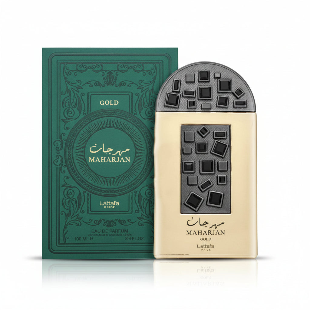 Bonherre mağazasından Lattafa Maharjan Gold EDP, karamel, tütsü ve lavanta notalı 100 ml unisex gurme parfüm.