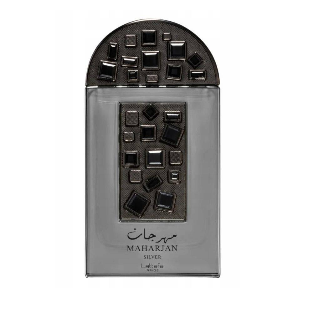 Bonherre mağazasından Lattafa Maharjan Silver EDP, bergamot, süsen ve huş ağacı notalı 100 ml unisex parfüm.