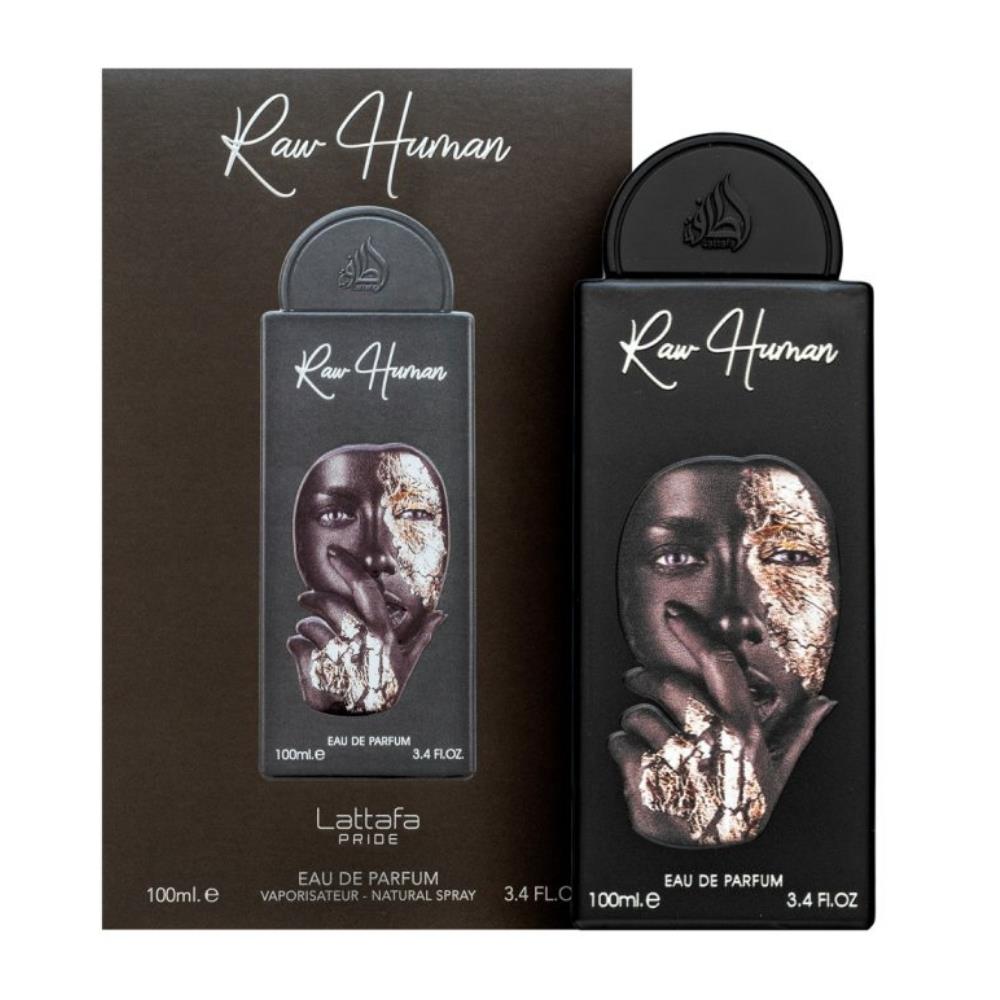 Bonherre mağazasından Lattafa Raw Human EDP, kayısı, deri, osmanthus ve tütsü notalı 100 ml unisex parfüm.