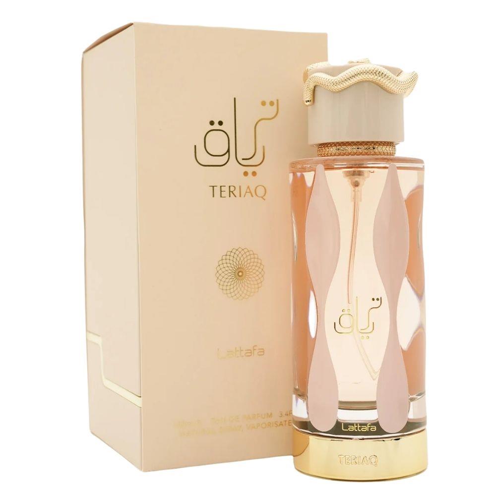 Bonherre mağazasından Lattafa Teriaq EDP, karamel, acı badem, bal ve deri notalı 100 ml unisex gurme parfüm.