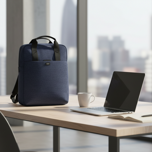 Bonherre mağazasından Lexon One, 14 inç laptop bölmeli, 15 litre kapasiteli, Yün Inex 600D kumaş lüks mavi sırt çantası.