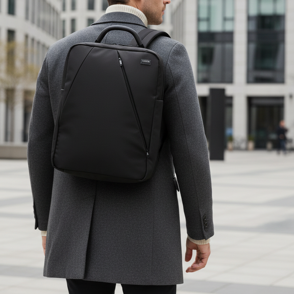 Bonherre mağazasından Lexon Premium + Double siyah sırt çantası, alüminyum saplı, 16 inç laptop bölmeli, 17L kapasiteli ve polyester oxford kumaş.