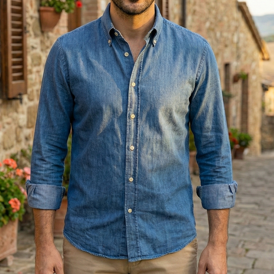 Vanacore Napoli - Orta Kot Düğmeli Gömlek