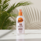 Bonherre mağazasından Malibu Güneş Koruyucu Sprey Losyon SPF15, vitaminli ve suya dayanıklı lüks erkek güneş kremi.