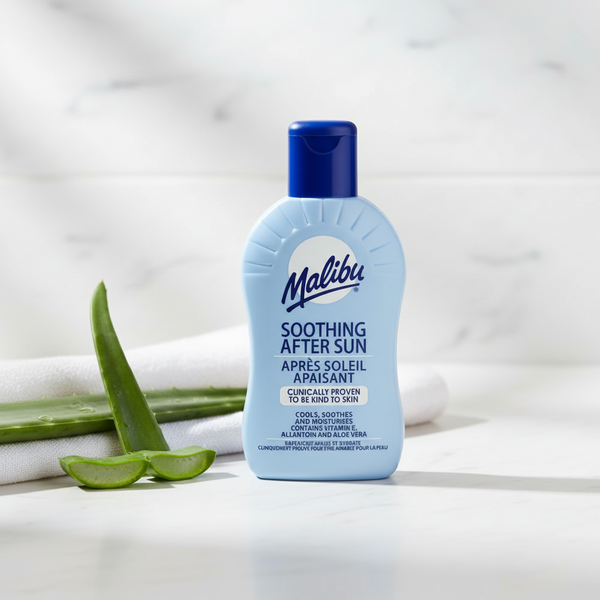 Bonherre mağazasından Malibu Güneş Sonrası Yatıştırıcı Losyon, Aloe Vera ve Vitamin E içerikli serinletici after sun bakımı.