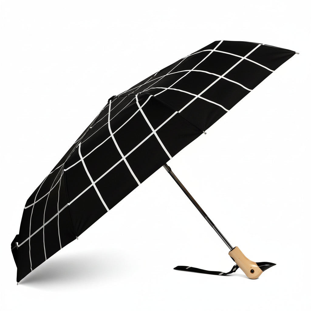 Bonherre mağazasından Original Duckhead Black Grid, kareli desenli lüks ördek başlı otomatik şemsiye.