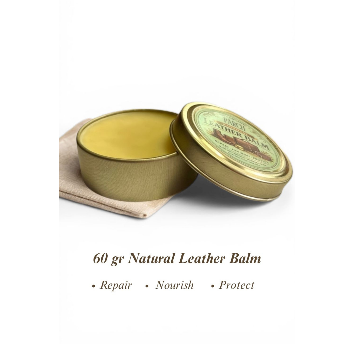 Bonherre mağazasından Parch Fashion Leather Balm, hakiki deri ürünler için doğal içerikli besleyici ve koruyucu deri bakım kremi.
