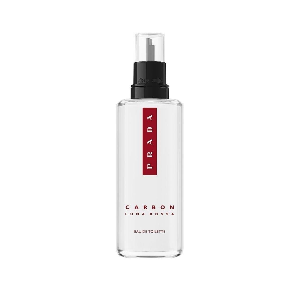 Bonherre mağazasından Prada Luna Rossa Carbon EDT 150 ml Refill, metalik notalı ve mineral derinlikli sürdürülebilir lüks erkek parfümü.